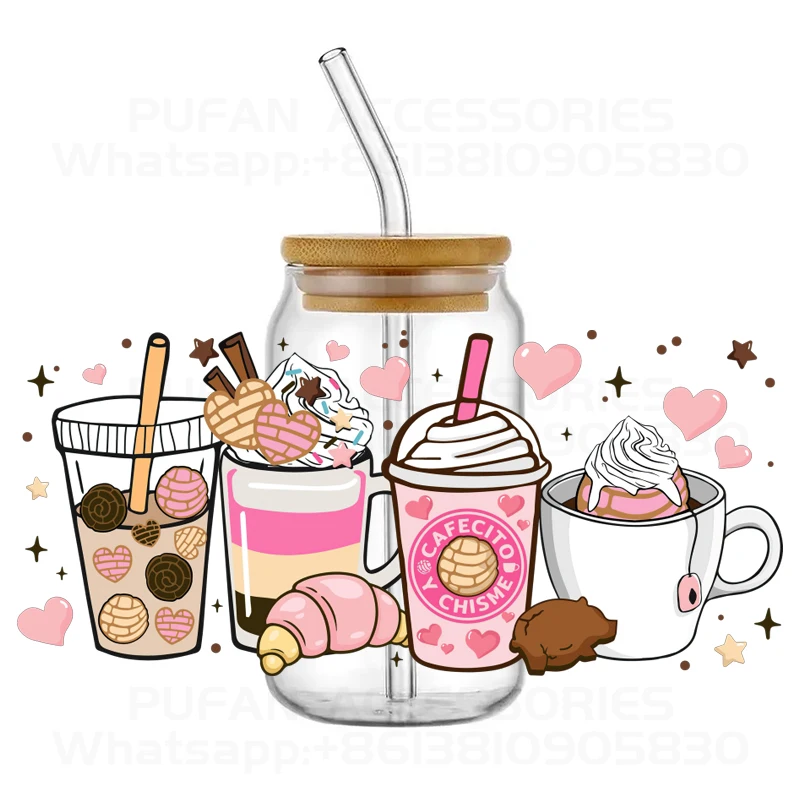 Hustle Coffee messer Desgin UV Transfer наклейка на заказ логотип готов к отправке DTF обертка для