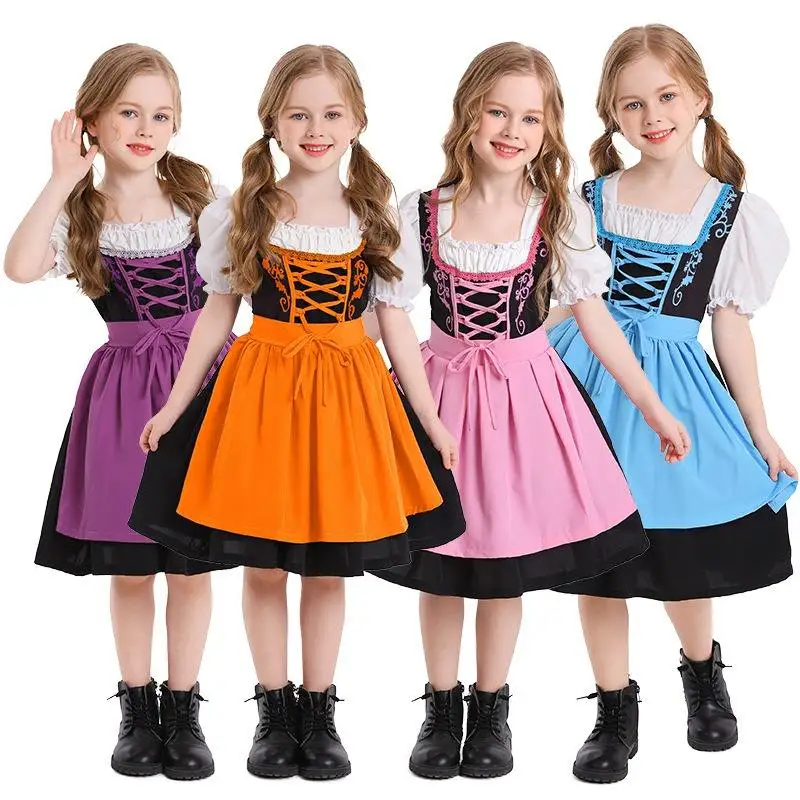 2024 New Arrival Anime Kids German Beer Girl Costume Oktoberfest Fancy Dress for Carnival Halloween Dirndl Anime Maid Cosplay