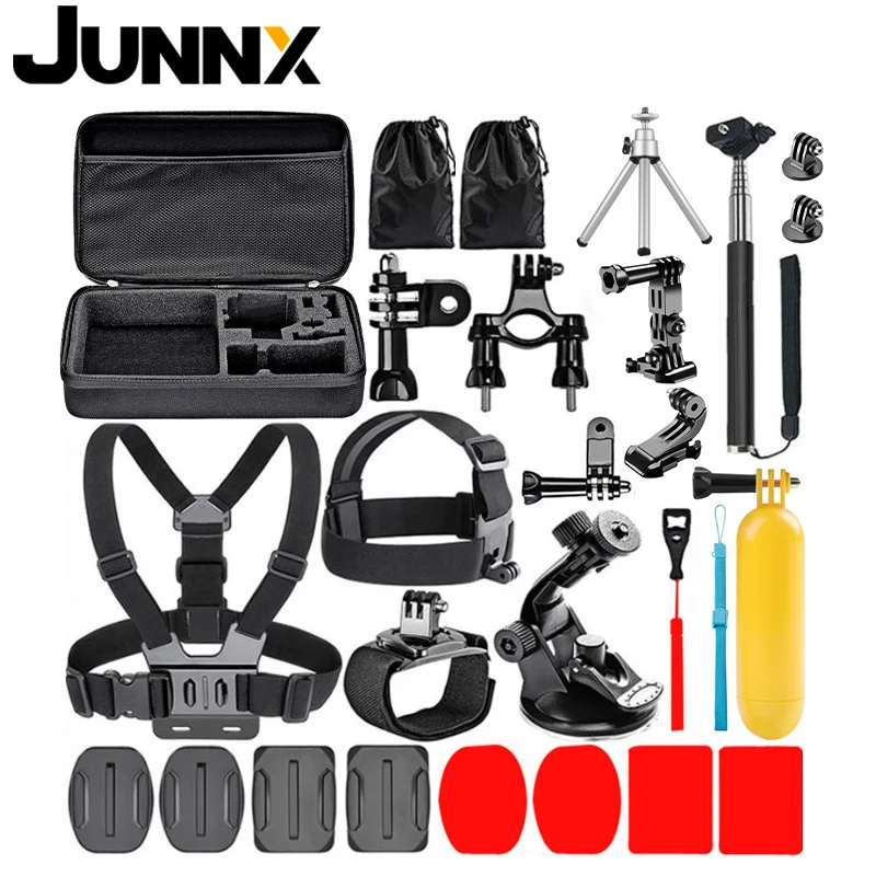 JUNNX Go Pro Camera Accessories Quickly Release Bicycle Helmet Handlebar Seatpost Pole Clamp Mount Set for Gopro Hero