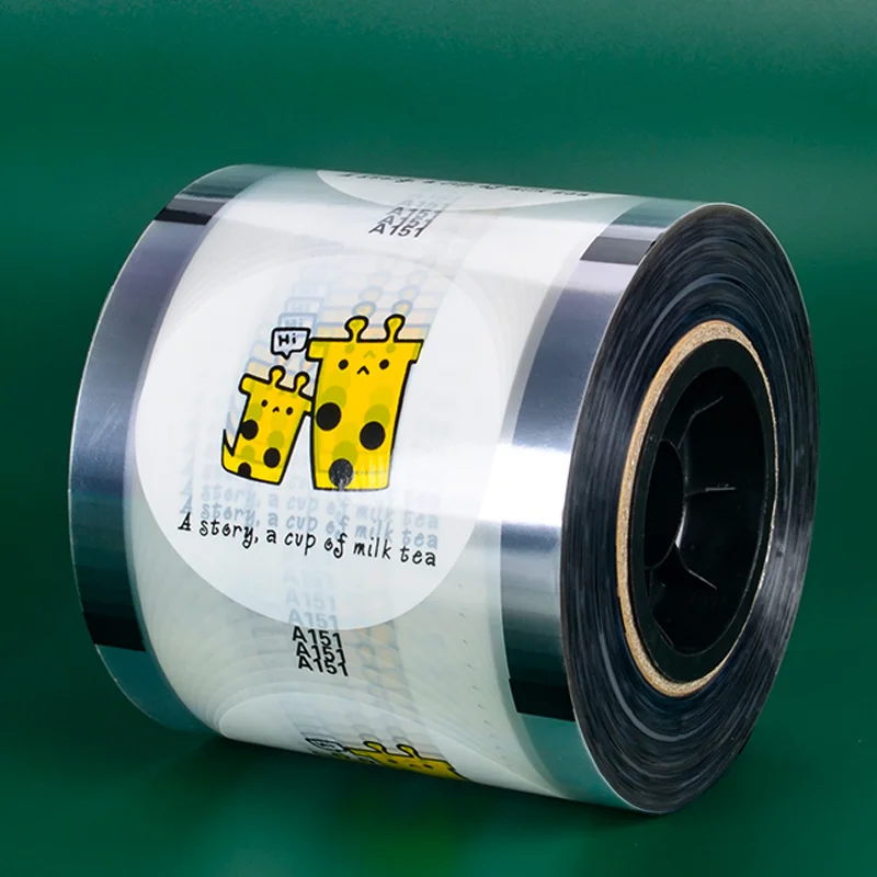 90/95 caliber printed giraffe logo cup sealing film milk tea plastic cup soybean milk sealing film one roll binding