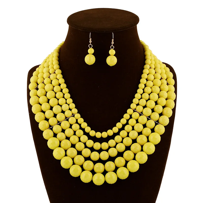 Superstarer Jewelry Set Bead Necklace Earring Two Piece Set Fashion African Bridal Jewelry