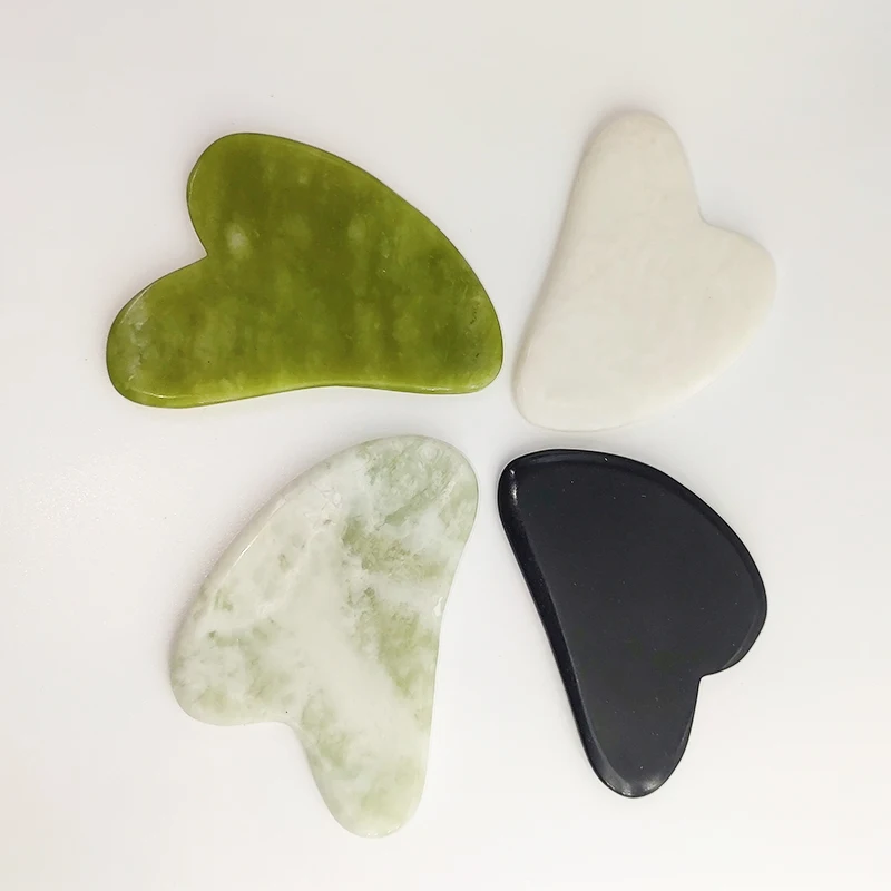 Bai jia cui gua sha heart shaped gua sha jade stone scraping massage tool guasha rose quartz