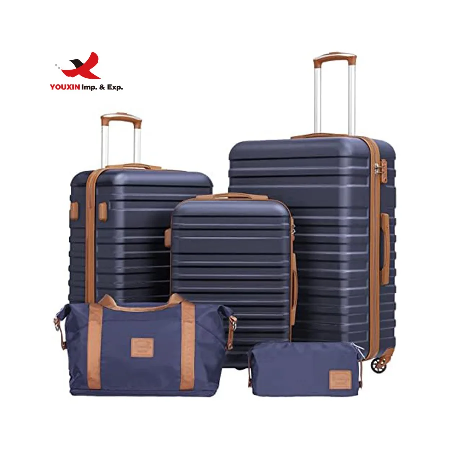 5 PIECES new hardside luggage sets valise de voyage 3 pcs suitcase bags trolley travel ABS suitcase