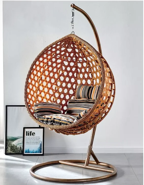Outdoor Luxury Double Outdoor Garden Wicker Rattan Type Hanging Egg Chair complete