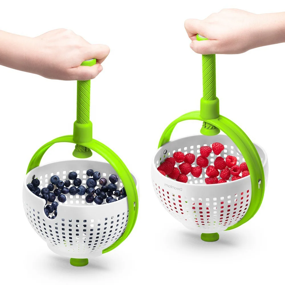 360 Degree Spina Manual Lettuce Spinner Colander Draining Strainers Vegetable Rotating Drain Dryer Basket Salad Spinner