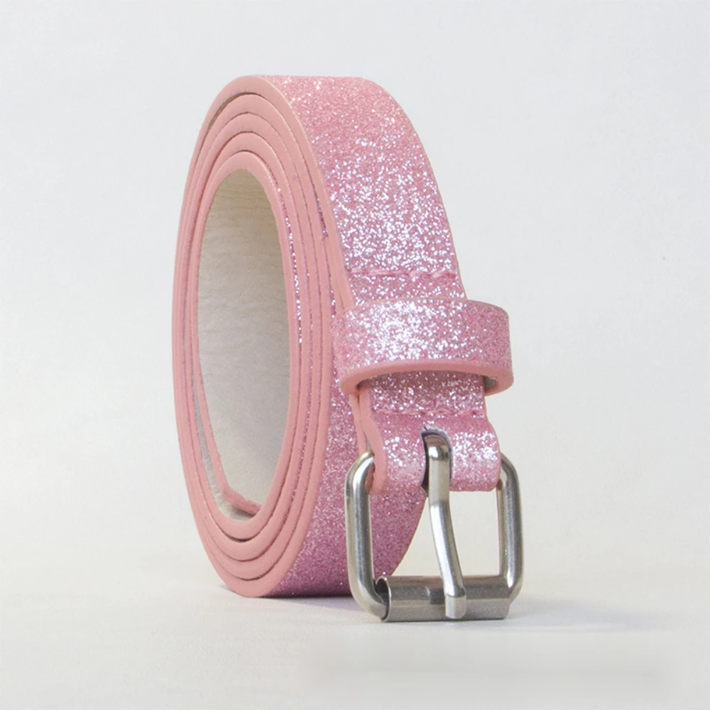 Factory Wholesale Female Euro-American Style  Simple Wire Buckle Belt with Glitter