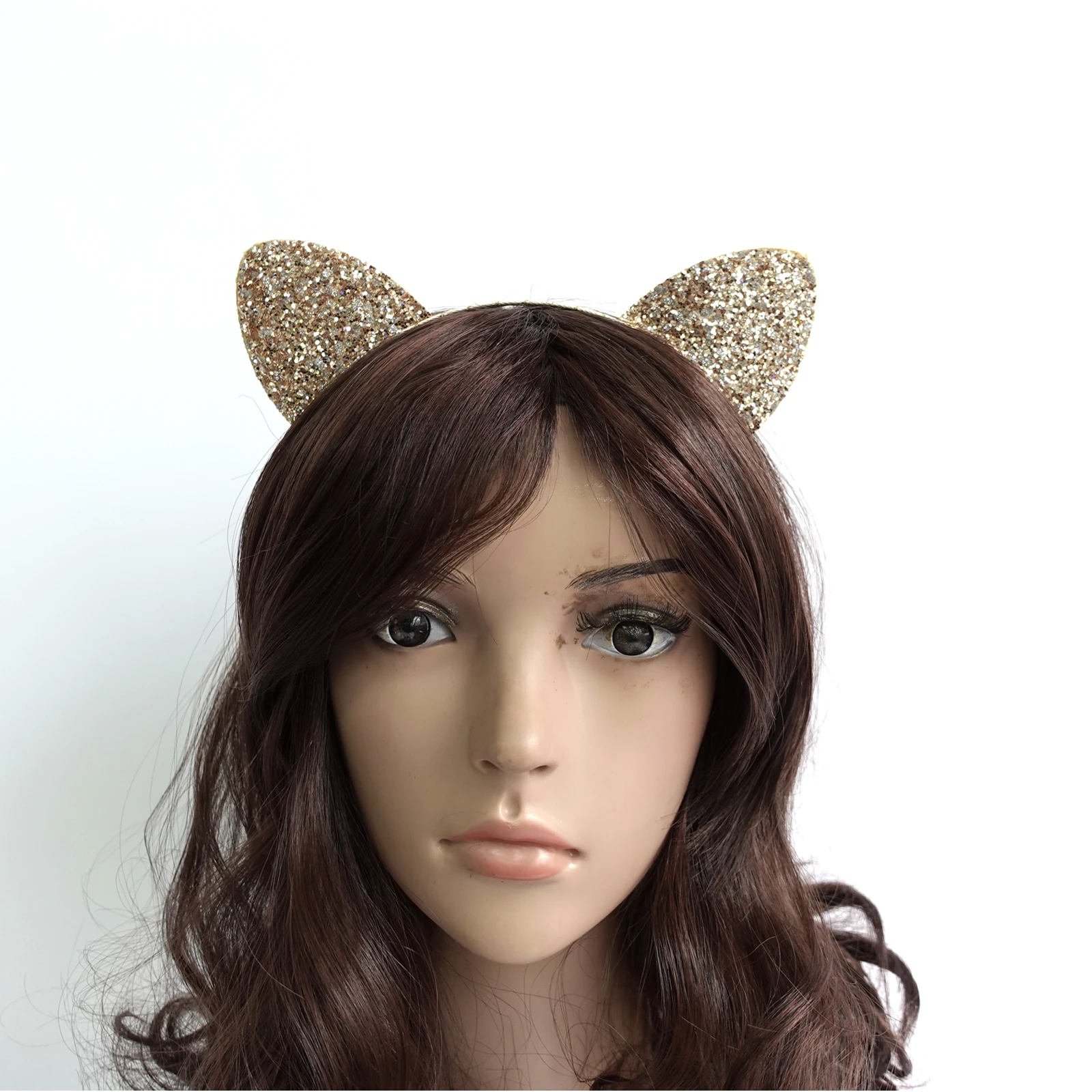 Novel girls cat ears headband cute ears hair accessories golden glitter cat ears hairband