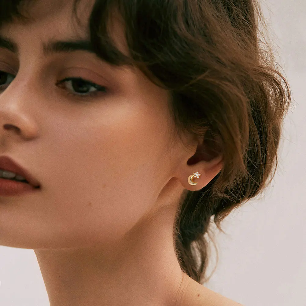 RINNTIN APE126 Wholesale 925 Silver Jewelry 14K Gold Plated Sterling Silver Stud Wreath Earrings For Women Girl