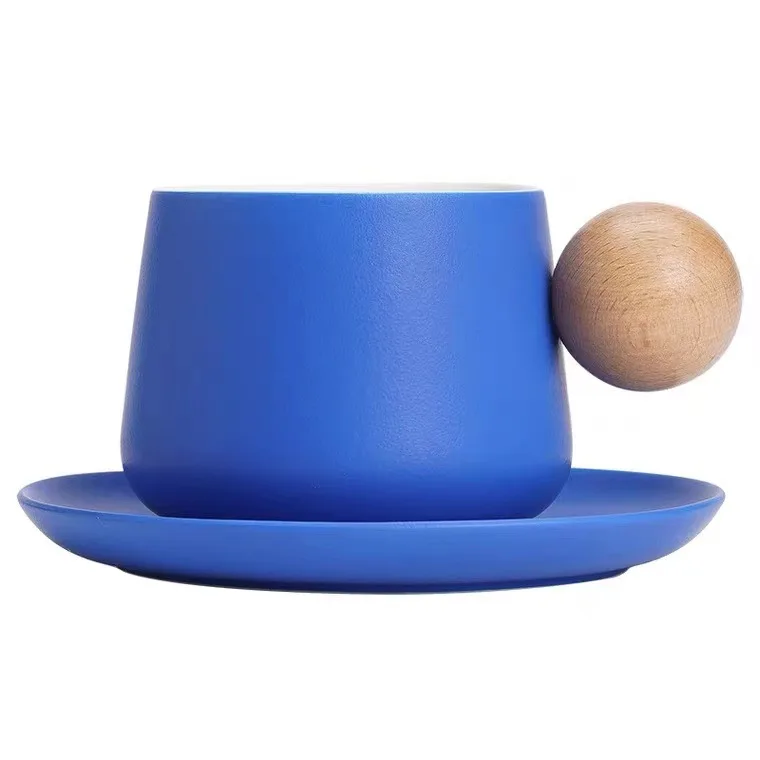 Klein blue ins style ceramic high beauty afternoon tea ball handle coffee cup dish set mug
