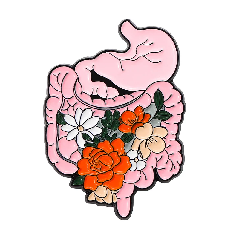 Stock Wholesale Custom Organs Flower Enamel Pin Body Internal Heart Brain Lung Plant Punk Butterfly Medical Lapel Pin