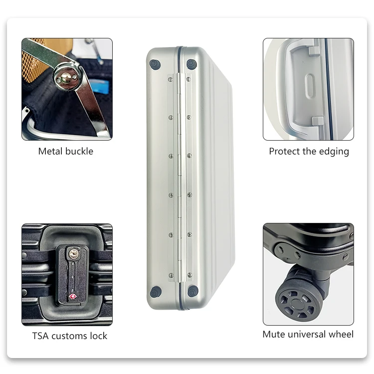 Portable Tool Custom Hard Silver Aluminum Briefcase Attache Cases Men Laptop Metal Aluminum tool case