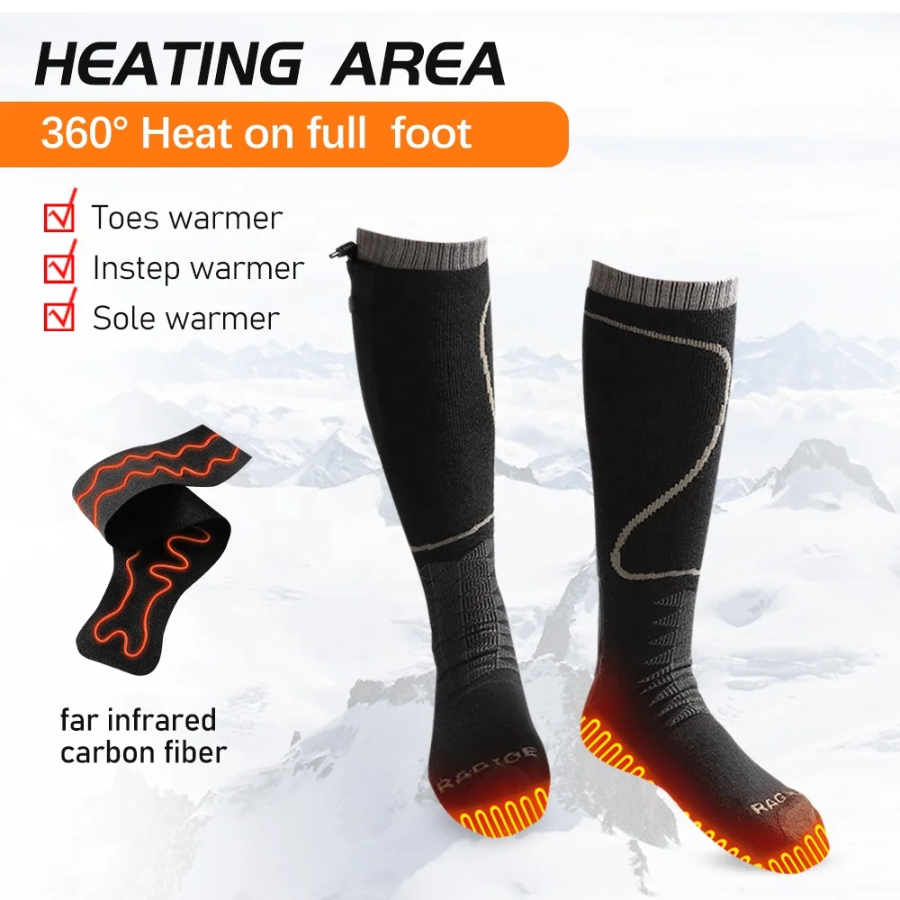 Warm Wireless Battery Prower Long Smart Heated Ski Socks with Heating Custom Design Winter Lithium-ion Battery Unisex Adults
