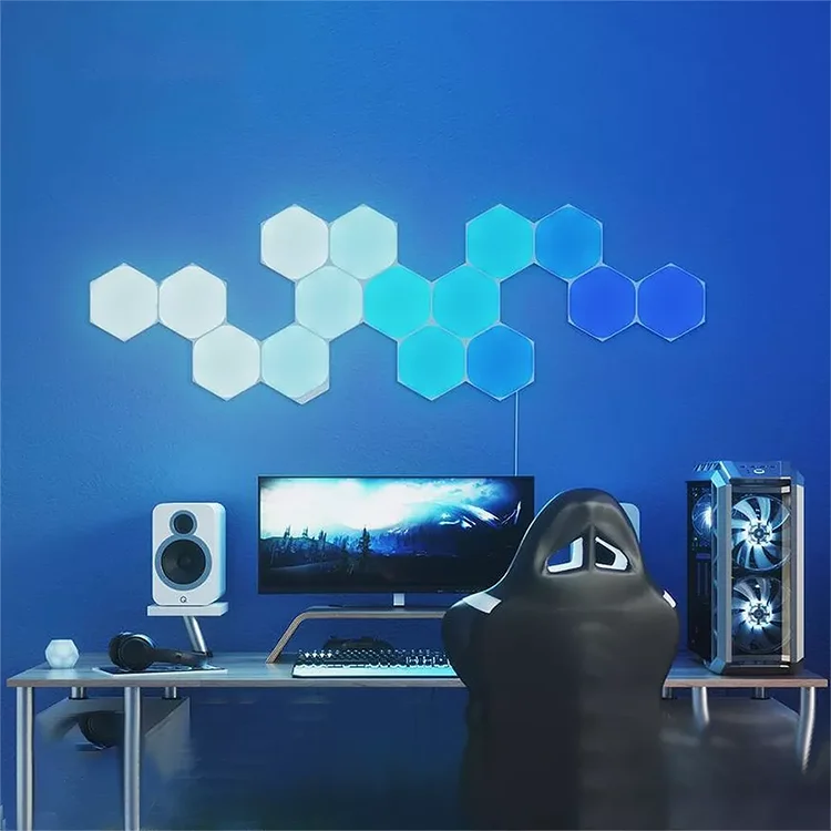 Smart APP Controlled 2022 New Honeycomb Modular Panel LED Light DIY Quantum Hexagonal RGB RGBIC Lamp for Gaming Room Decoration