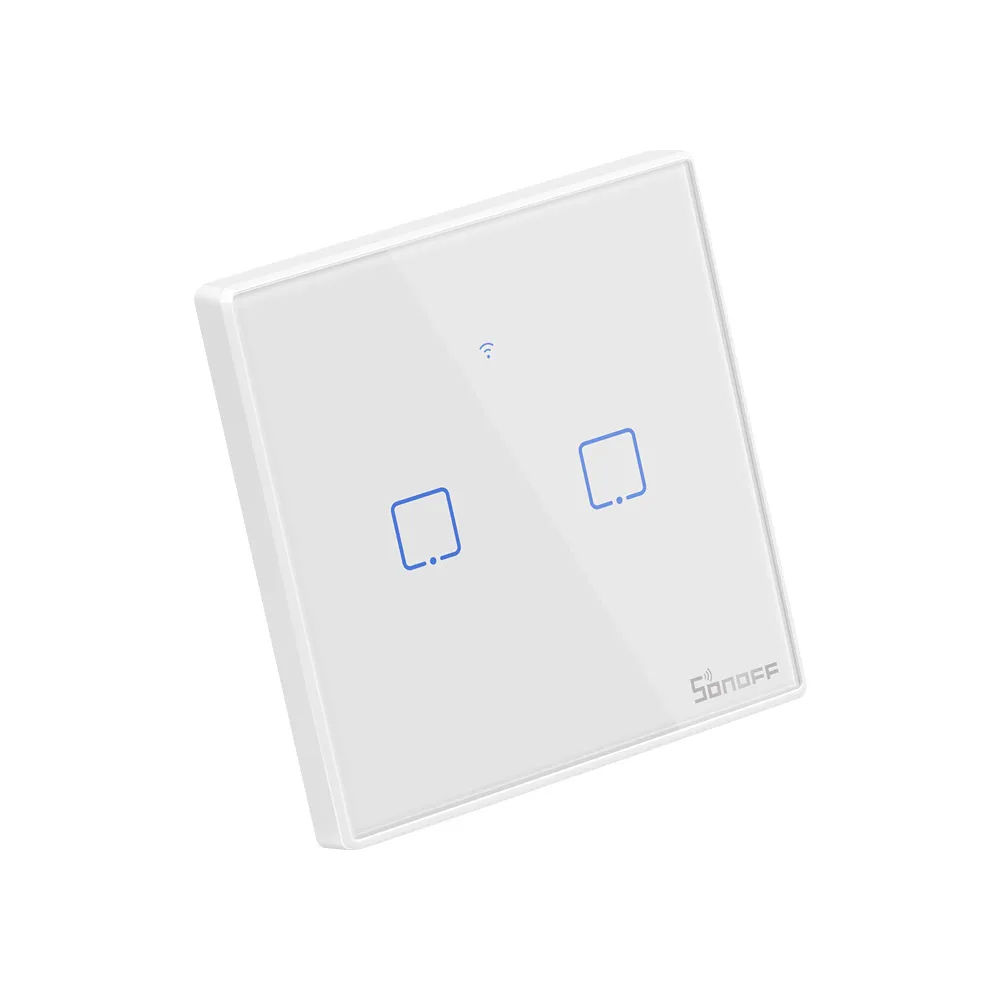 Сенсорный Wi-Fi переключатель SONOFF T2UK 2C TX-роскошная стеклянная Сенсорная панель светодиодный умный выключатель Wi-Fi (Великобритания) работает с Alexa