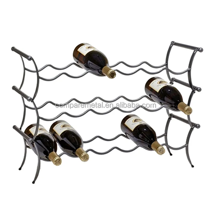 Современный 3-слойный Штабелируемый Держатель для вина свободно стоящий металлический органайзер кухни упакованный в коробку хранения OEM/ODM варианты дизайна