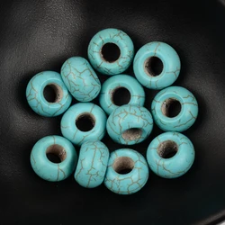 8x14mm DIY Natural Stone Beads For Circles Green White Big Hole Beads For Jewelry Making