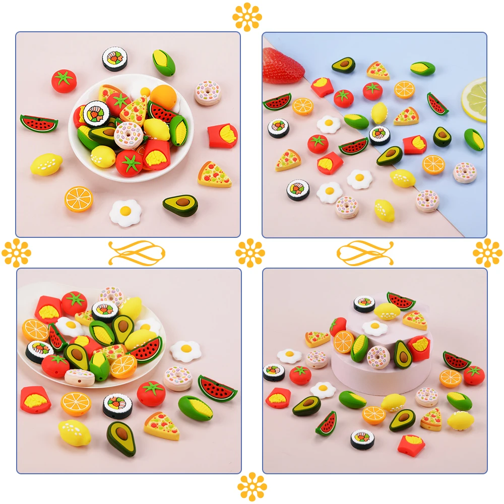 Low Moq Wholesale Baby Teething Round Food Grade Silicone Beads BPA Free Silicone Focal Sports Football Beads Diy Keychain