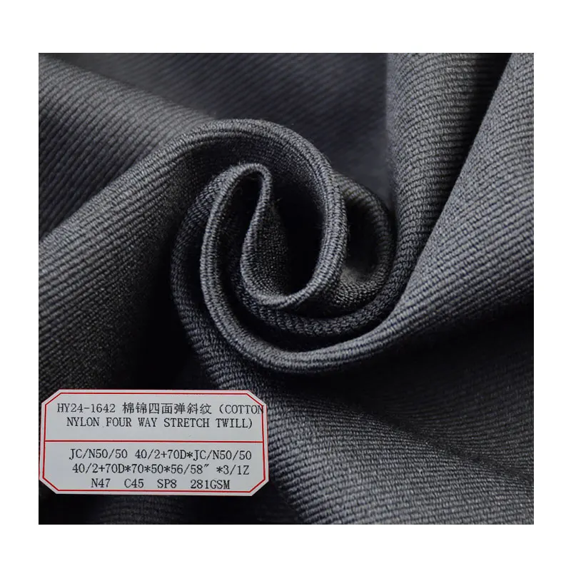 47%nylon 45%cotton 8%spandex Twill Cloth Fabric Nylon Stretch Woven 4 Way Stretch Mountaineering Fabric