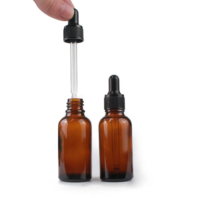 
10ml amber glass essential oil bottle with euro plastic dropper 