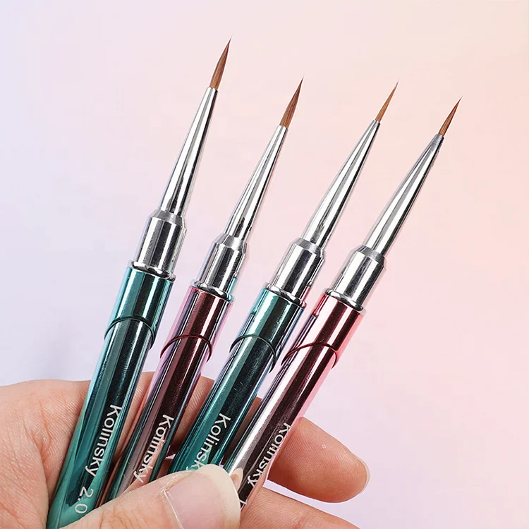 Free Logo Kolinsky Hair Liner Halo Dye Metal Watercolor Pen Nail Shop Watercolor Special Tool Premium Flower Painting Nail Brush