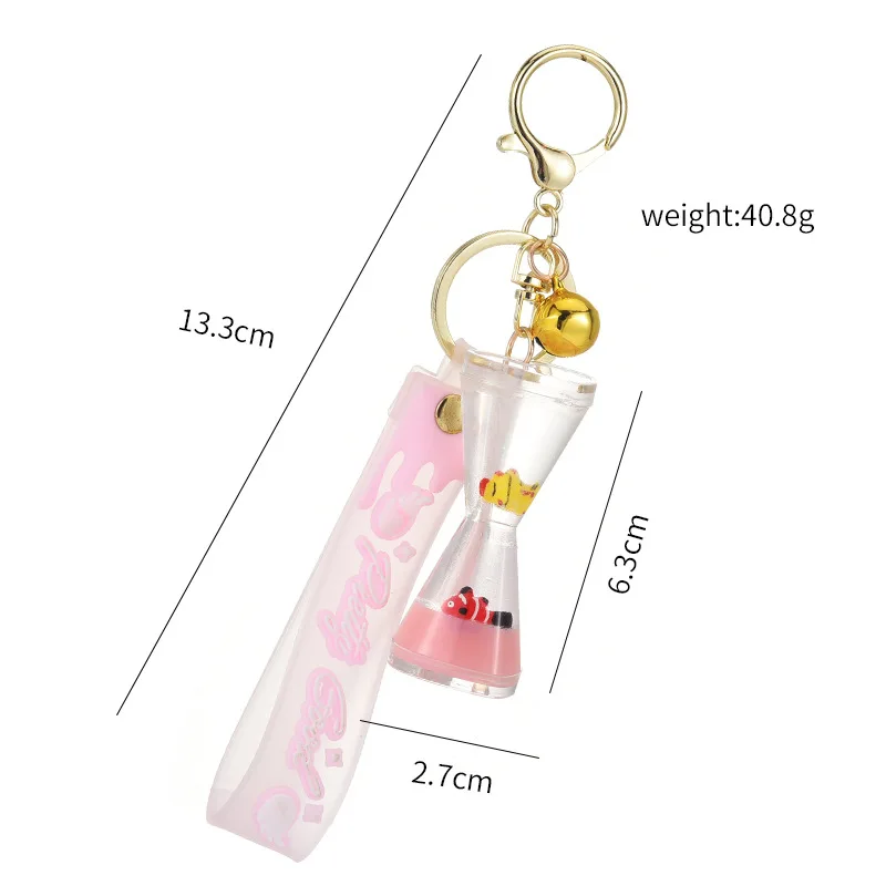 Wholesale quicksand liquid keychain with ocean doll hourglass key chain into oil funnel floating bottle gift pendant