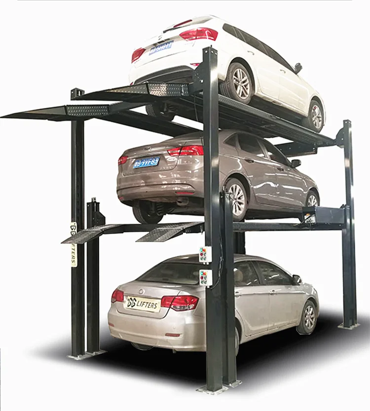 Rampas Para Coches / Elevador De Parqueo Para 3 Carros /hydraulic triple stacker car parking lift 4 post car parking system