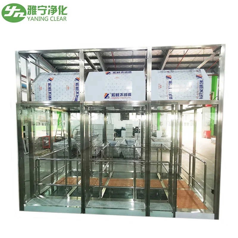 YANING Safety Tempered Glass Air Shower System Personal Air Shower Room Air Shower Tunnel for Lab Clean Room