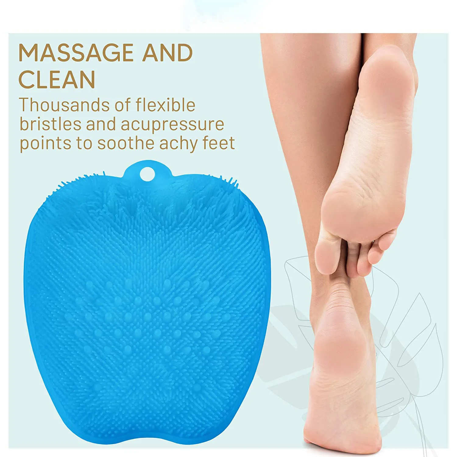 Washable Shower Foot Massager Scrubber Foot Pad Clean Massage Brush Pad Non-slip Foot Care Massage Mat with Suction Cups