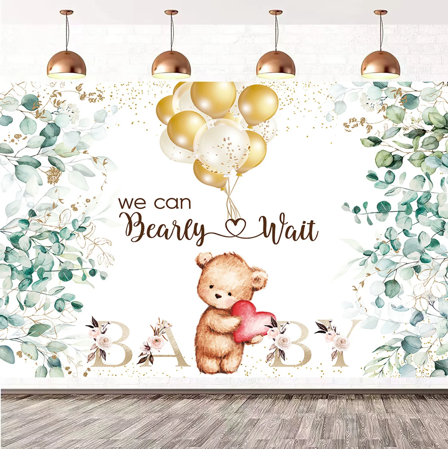 Photography Backdrop Cloth Bear Heart Flower Baby Shower Photo Party Decoration Supplies