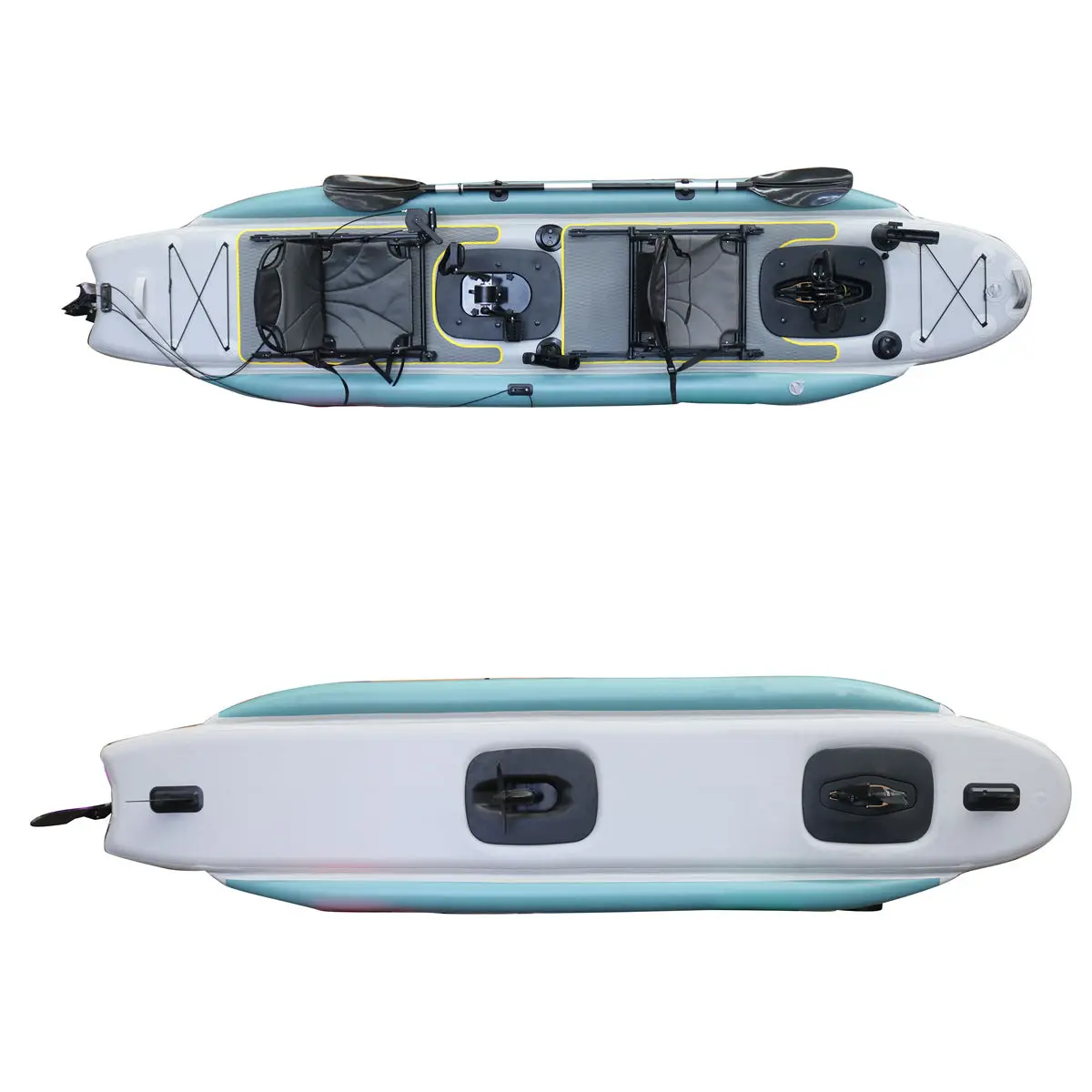 Vicking PVC Pedal Kayak Inflatable  14ft Double-Seat Fishing Canoe Boat with Foot Pedal Drive for Rowing & Fishing