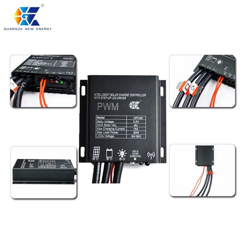 15A PWM контроллер солнечного заряда для уличного освещения IP67 3 2 V Батарея Солнечный уличный свет