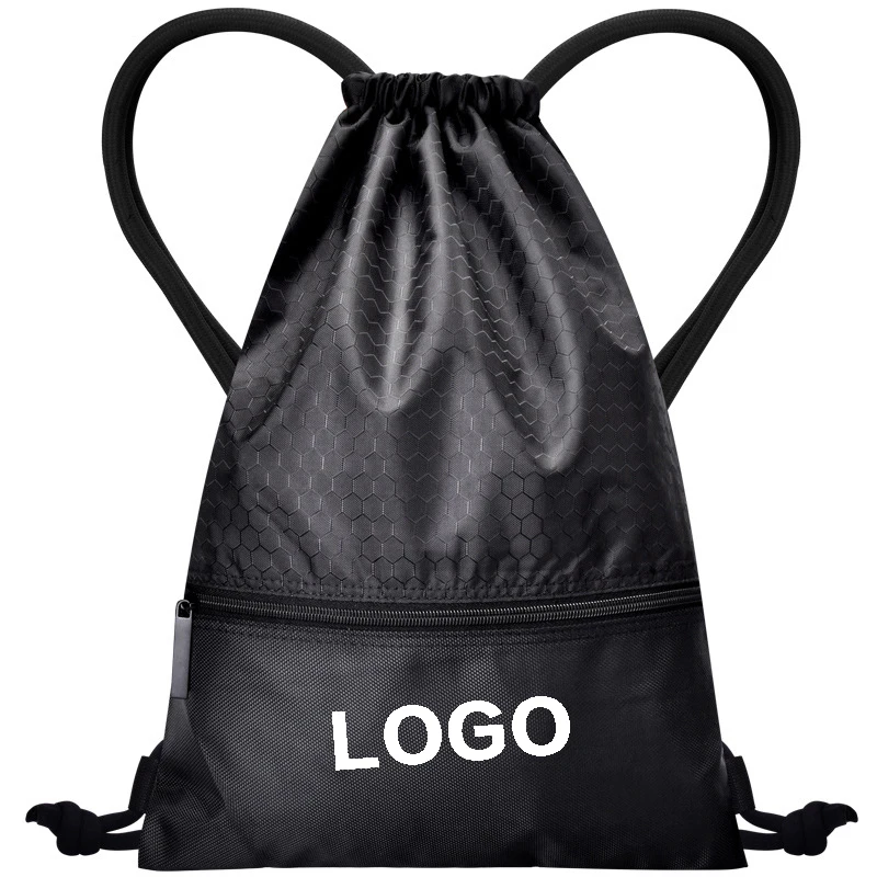 Custom Logo Printed Drawstring Backpack Waterproof Travel Sport Gym Sack Drawstring Backpack Bag With Pockets