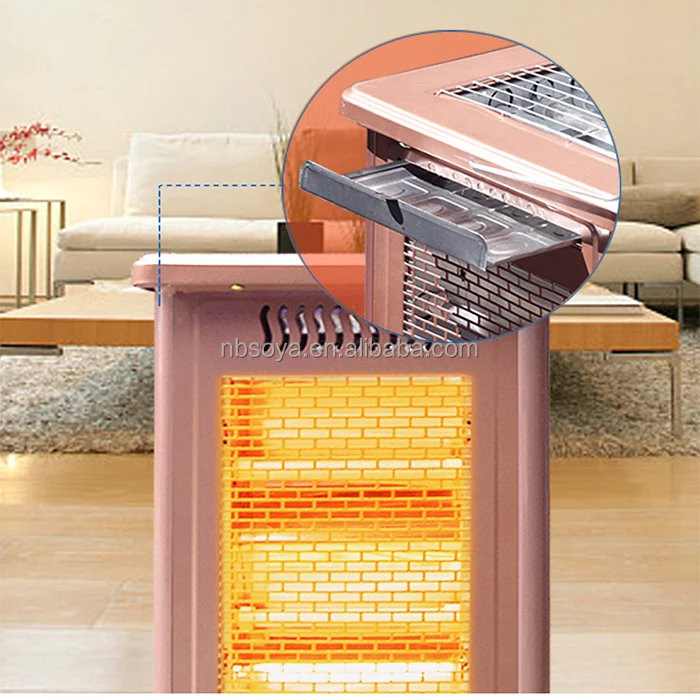 Portable Quartz Heater 2000W 5 Sides with barbeque Electrical Quartz Heater 5 face for hotel camping with BBQ plate rose gold