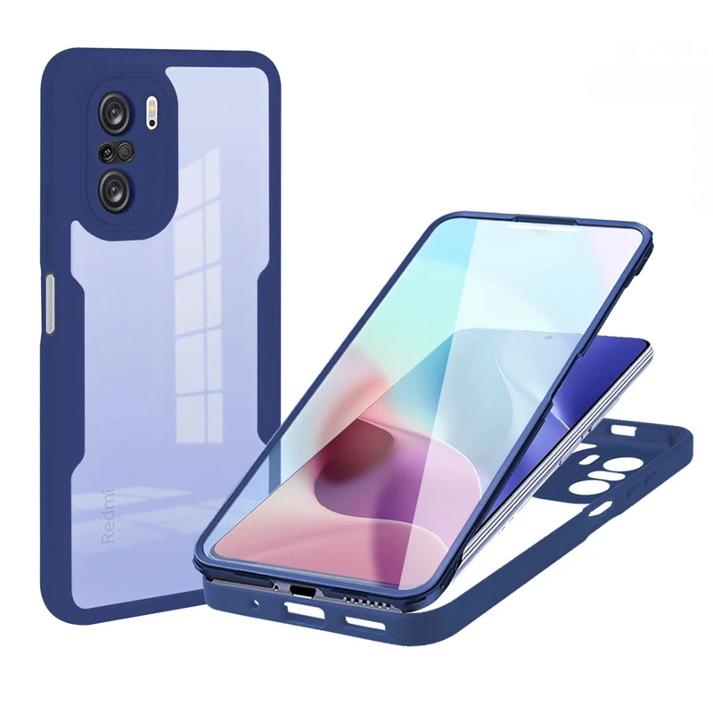 New TPU+PC Colorful 360 Full Cover Front and Back Case Protector 2 In 1 Case For Xiaomi Poco F3 For Redmi Note 10 10S