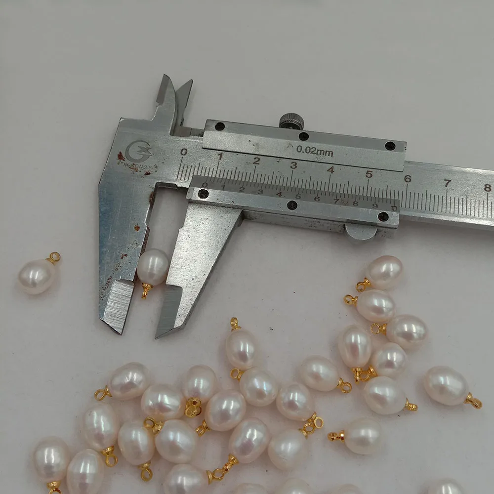 8-11  mm Rice nature freshwater pearl with hanger, DIY high luster PEARL with full hole drilled or half hole drilled