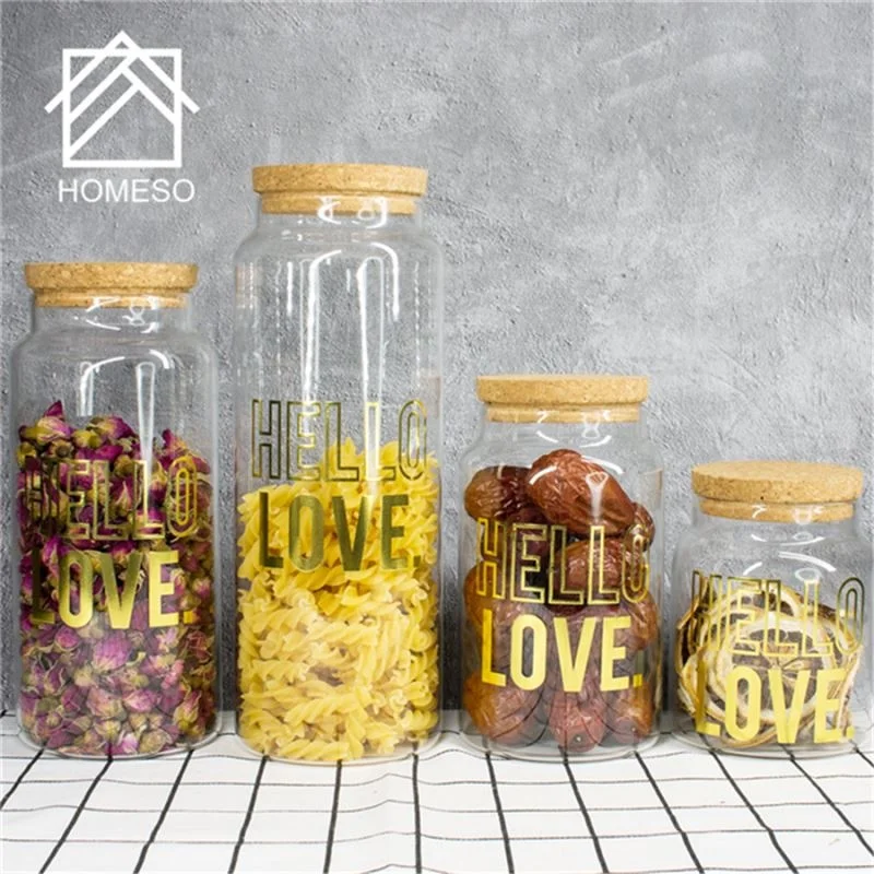 homeso wholesale borosilicate airtight glass jar jam jar glass bottle With cork Lid