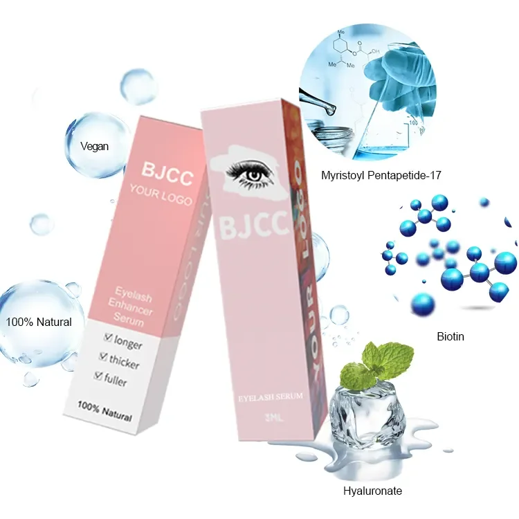 OEM ODM Available Cosmetics Natural Cruelty Free Lash Growth Serum Thicker Longer Eyelashes Private Label Grow Eyelash Serum