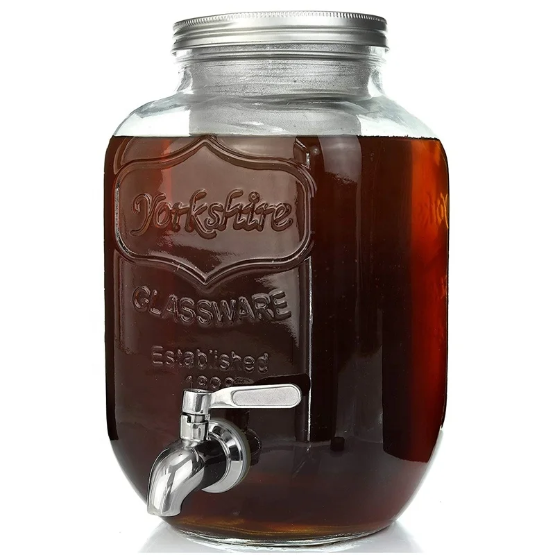 1Gallon Glass Iced Coffee Dispenser With Spigot and Stainless Steel Filter