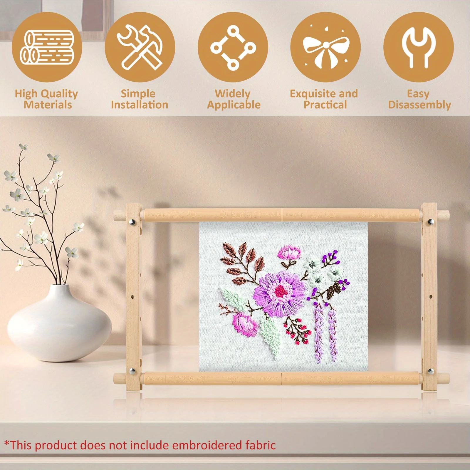 Embroidery Frame Tapestry Scroll Frame Beech Wood Cross Stitch Frame Stitching Square Tool For Embroidery 53.34x30.48cm