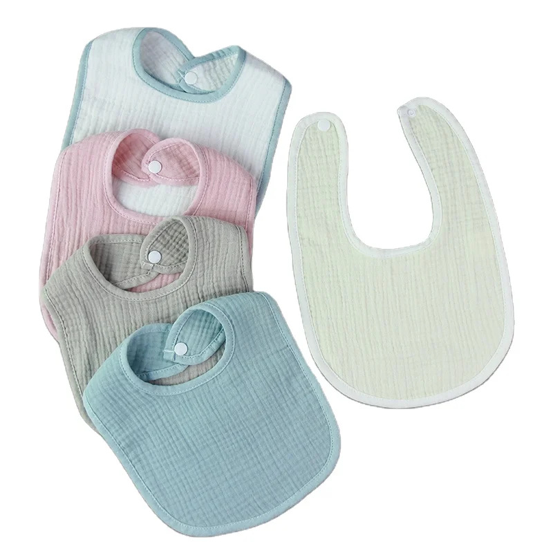 Customized Logo Soft Solid Color 100% Cotton Gauze Kids Saliver Drool Bib