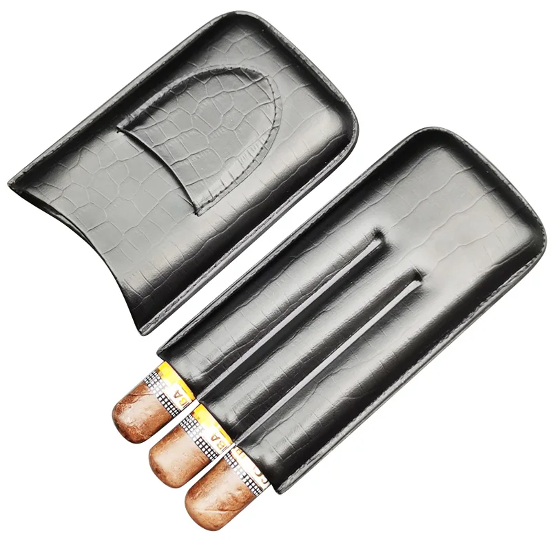 New Travel Leather Cigar Holster Cigarette Case 3 Slots Cigar Protective Holder Customized Color available