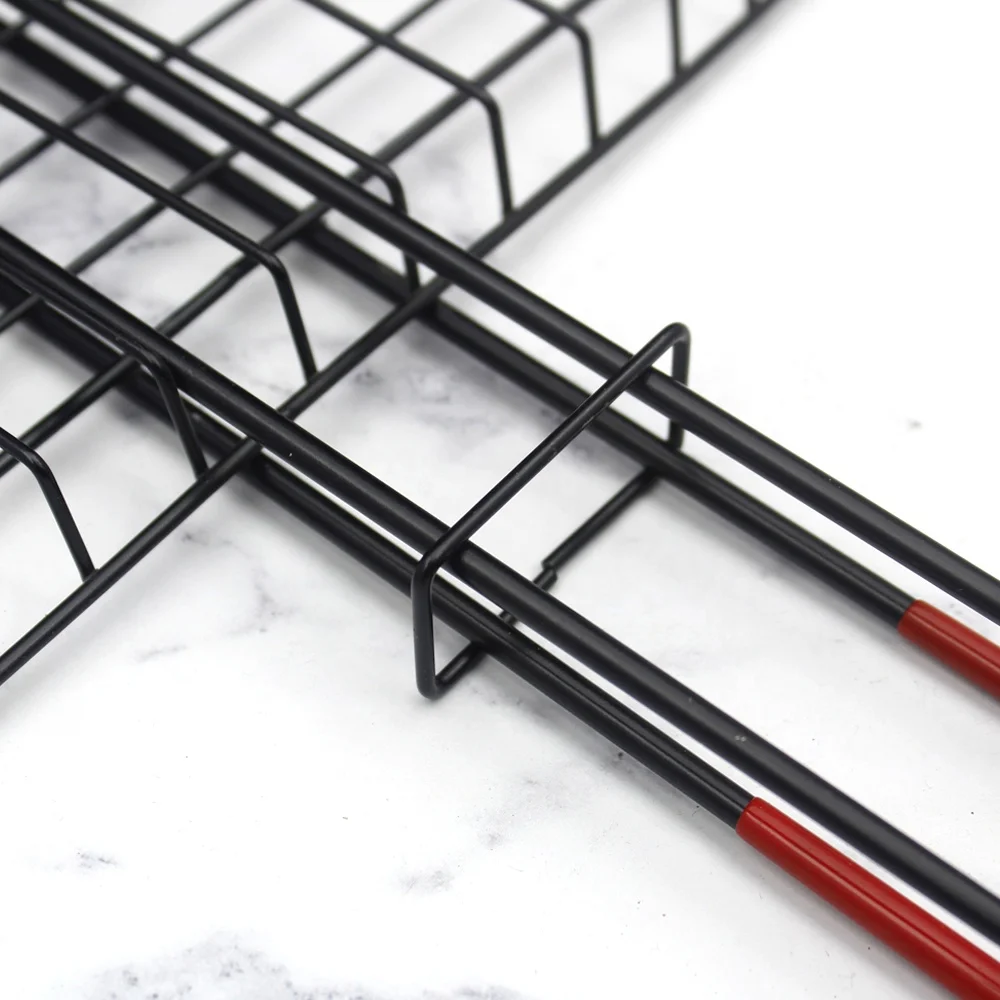 Simple Stainless Steel Bamboo BBQ Grills Non-Stick Coating Mesh Basket Waterproof with Charcoal Accessory for Cooking Baking