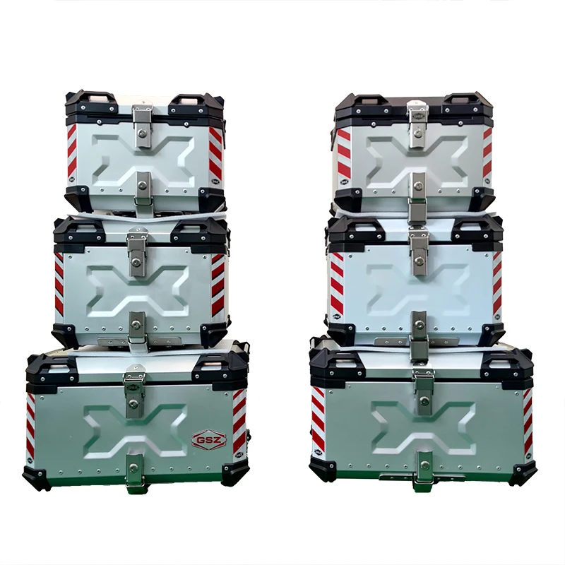 
F2-Moto 45L 55L silver High level scooter delivery top case set aluminum alloy accessories motorcycle trunk tail box 