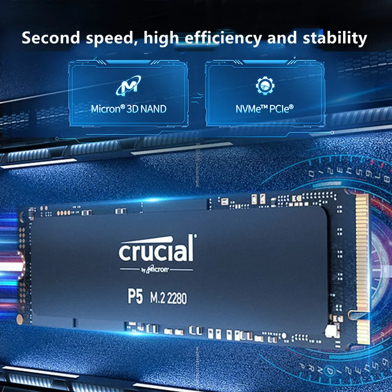 Crucial Meguiar 500gb SSD NVME m.2 Hard Drive P5 game high-speed 1TB 2TB Internal Solid State Disk for Laptop pc Hard Disk