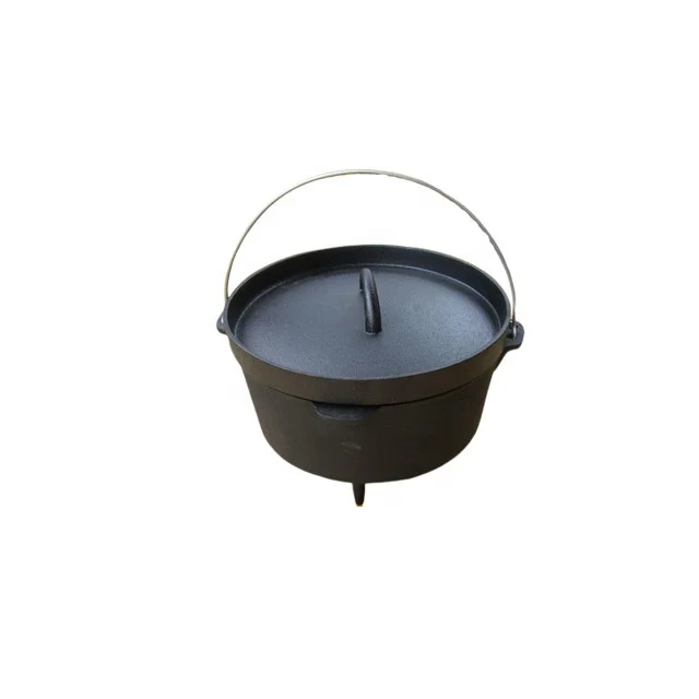 Hot Sell Cast Iron Soup Pot Metal Cooking Set Dutch Oven Sauce pan Oil Cookware With Lid For Outdoor Open Fire Cooking