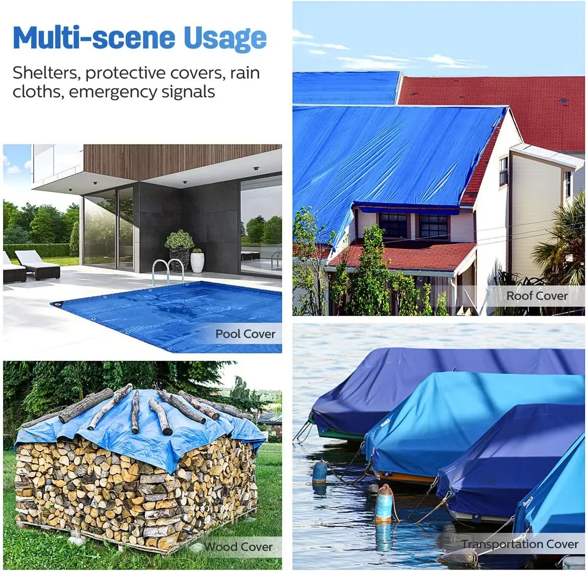 Сделанные на заказ синие оранжевые 4x5 метров водонепроницаемые пластиковые полиэтиленовые