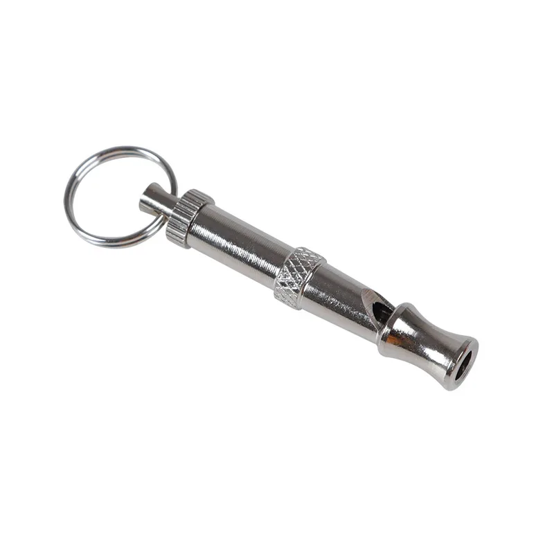 Cross-border with lanyard adjustable silver pet training dog whistle stainless steel dog flute whistle