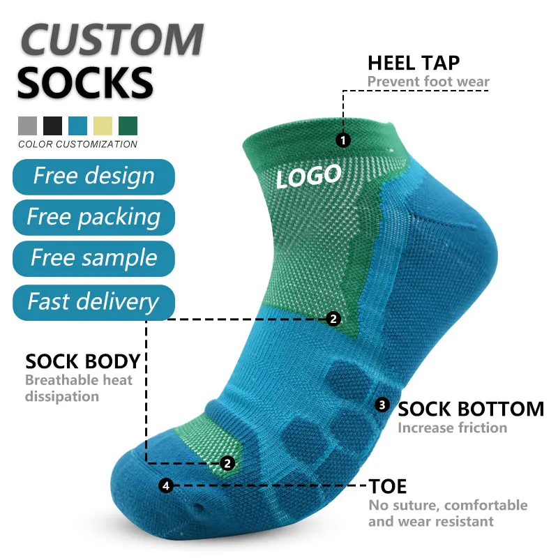 Hot Sale Custom Logo Compression Sports Socks Athletic Cotton Socks Anti Slip Men Socks