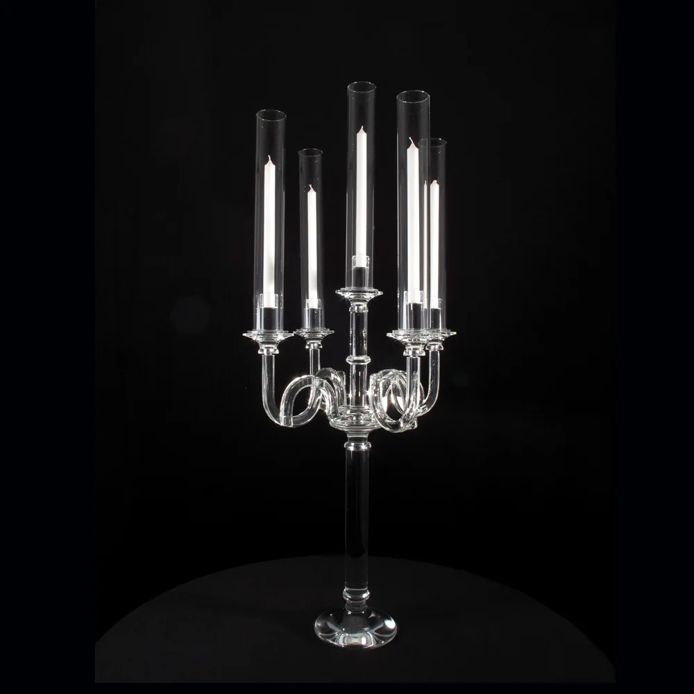 Latest nice 5 arms crystal candle holder for wedding favors