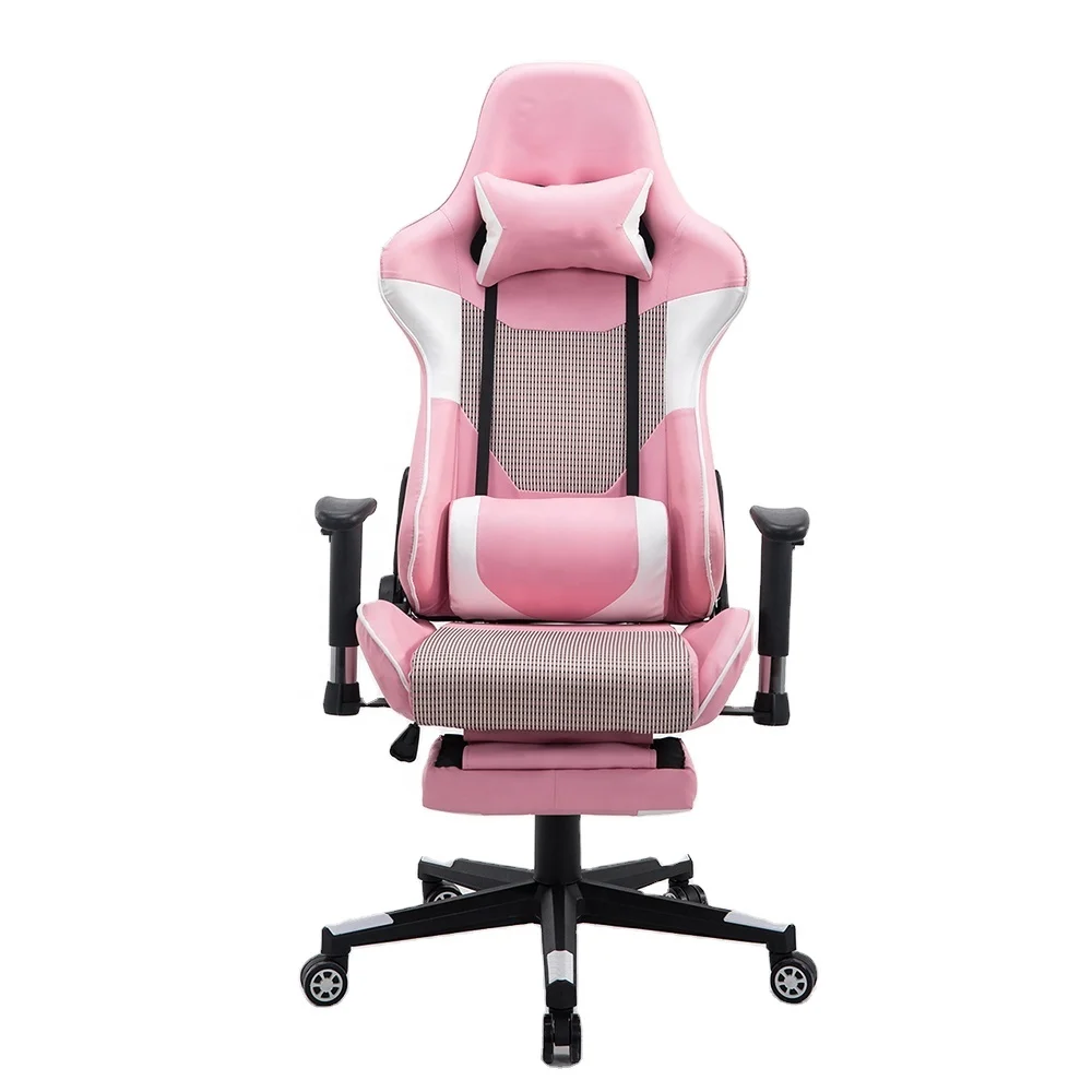 2022 Hot Sell Adjustable Custom Logo Pink Computer Office Gaming Chair Pink Leather Woman Girl Gaming Gamer Chair